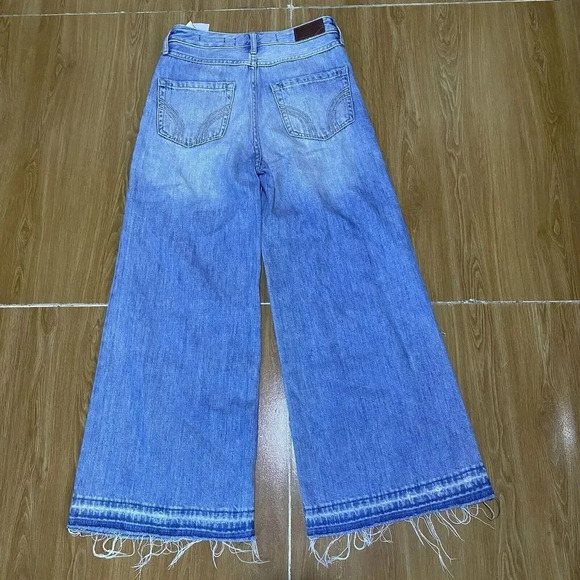 Hollister Women’s Jeans Size 00R W23 L24 Light High Rise Culotte Wide Leg Pocket - Picture 11 of 11